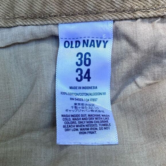 OLD NAVY MICRO BLUE PREMIUM DENIM TAN KHAKI  SLIM JEANS 36/34 - Picture 9 of 9